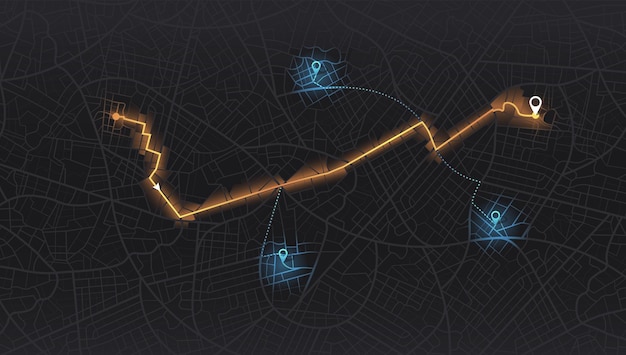 Navegación del mapa GPS a la casa Vista superior de la ciudad Vista desde arriba de los edificios del mapa Vista detallada de la ciudad