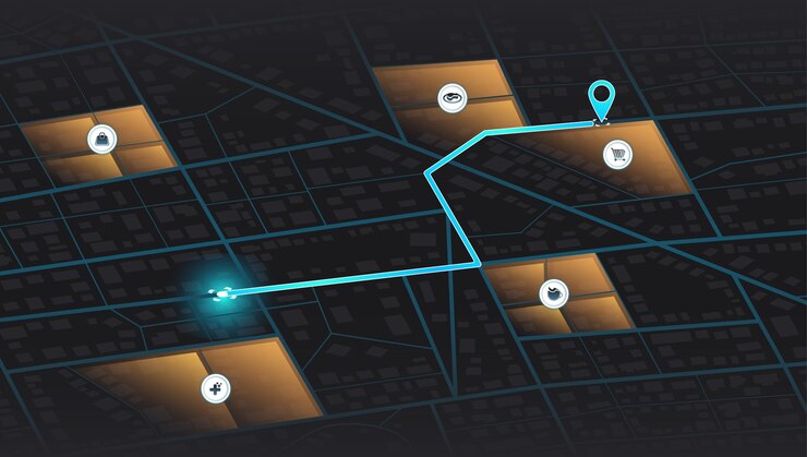 Vector navegación de mapa gps isométrico para poseer casas y tiendas vista superior de la ciudad vista desde arriba de los edificios del mapa