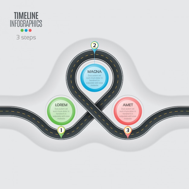 Vector navegación mapa información pasos línea de tiempo