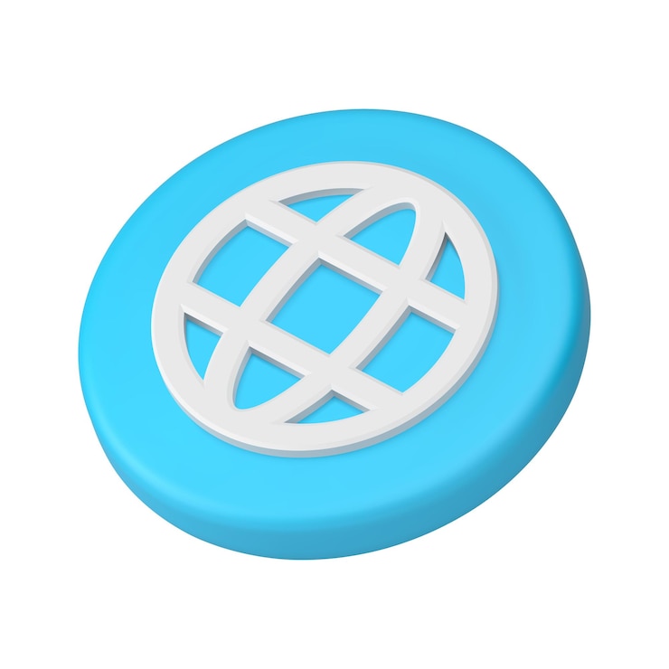Vector navegador de internet página web conexión global círculo azul botón isométrico 3d icono vector realista