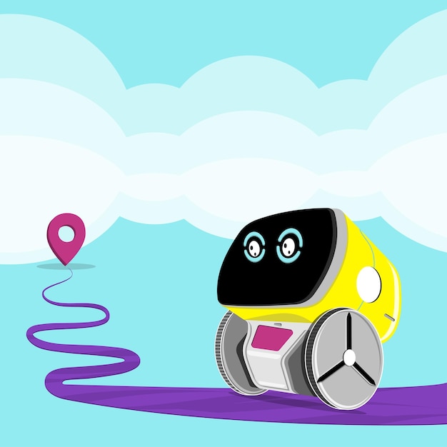 El navegador robot ayuda a encontrar el camino. ilustración vectorial.