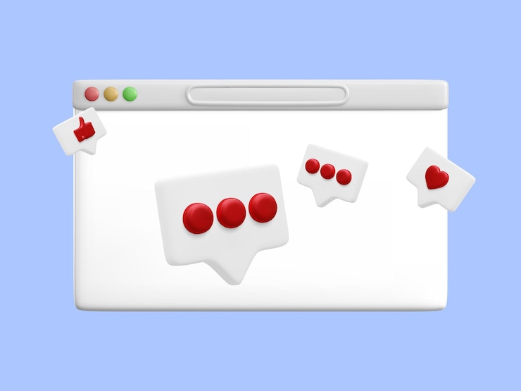 Vector navegador web realista en 3d con iconos de redes sociales diseño de moda abstracto para publicidad en redes sociales ilustración vectorial