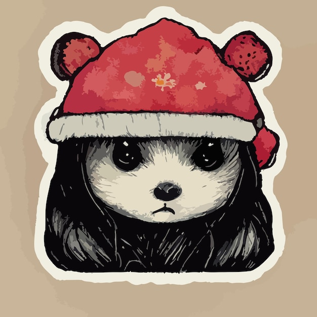 Navidad animal oso cachorro lindo panda kawaii pegatina navidad sombrero