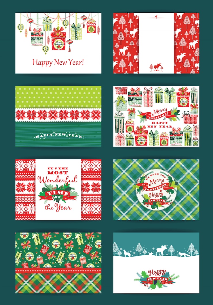 Vector navidad y año nuevo conjunto.
