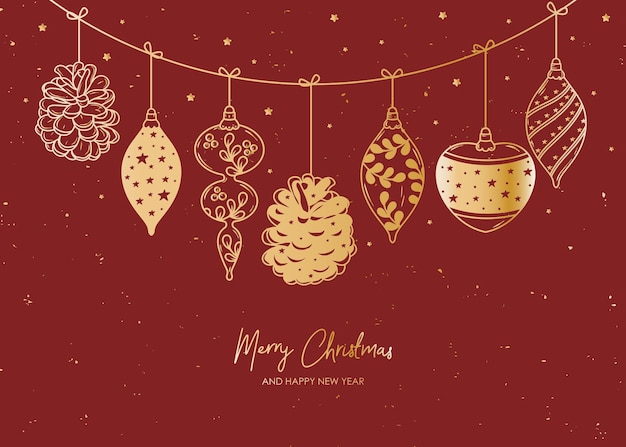 Navidad año nuevo estandarte retro plantilla de abeto de Navidad decoraciones de abeto bola de estrella cono de abeto hielo