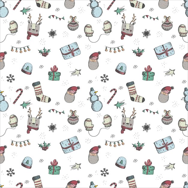 Navidad y año nuevo sin fisuras patrón de ahogamiento de la mano del vector Decoraciones navideñas
