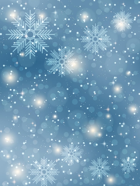 Navidad y Año Nuevo lujo vector fondo borroso con estrellas copos de nieve y efecto bokeh