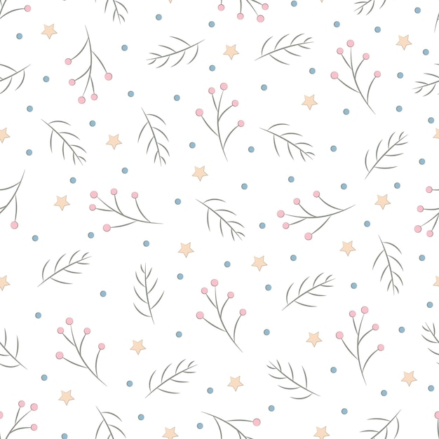 Vector navidad, año nuevo, vacaciones de patrones sin fisuras con ramitas pintadas sobre un fondo transparente. textura de invierno para impresión, papel, diseño, tela, decoración, regalo, envasado de alimentos, fondos.