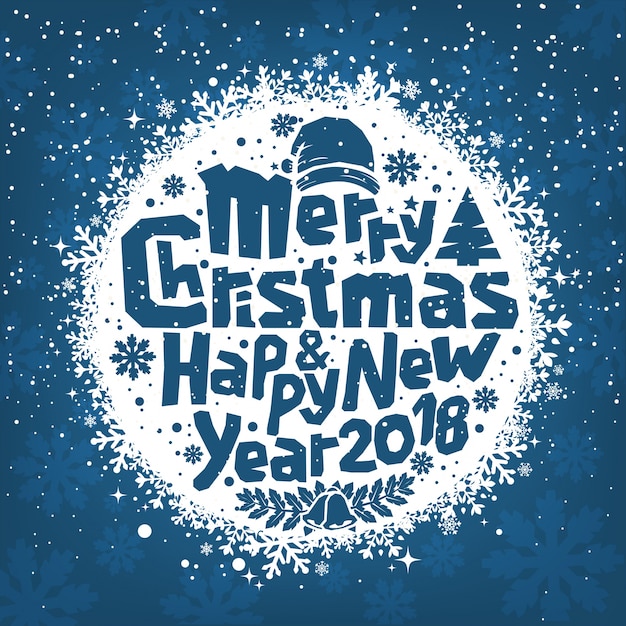 Navidad y año nuevo Vector de fondo con tipografía, tarjeta o invitación