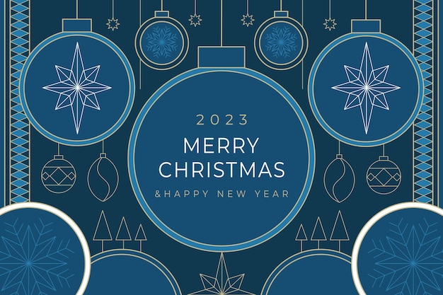 Navidad azul banner geometría art deco año nuevo juguetes