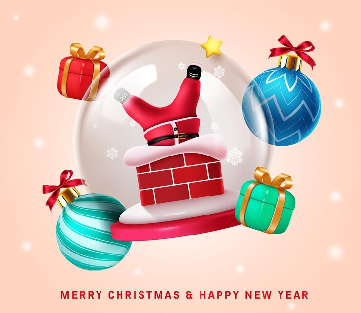 Vector navidad bola de vidrio diseño vectorial feliz navidad y feliz año nuevo saludo texto con gracioso