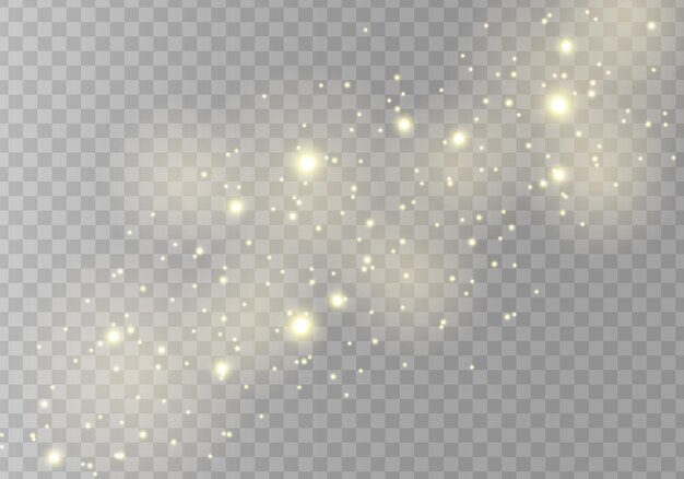 Navidad brilla bokeh luces efecto polvo chispas estrellas brillantes brillan sobre un fondo Vector