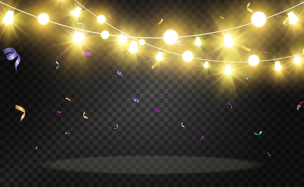Navidad brillante, hermosas luces, elementos de diseño. Luces brillantes para el diseño del saludo de Navidad
