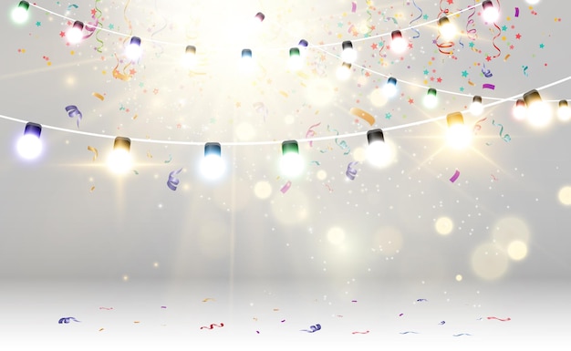 Navidad brillante, hermosas luces, elementos de diseño. Luces brillantes para el diseño del saludo de Navidad