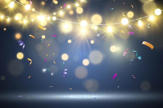 Navidad brillante, hermosas luces, elementos de diseño. Luces brillantes para el diseño del saludo de Navidad