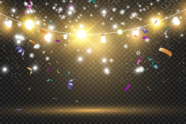 Navidad brillante, hermosas luces, elementos de diseño. Luces brillantes para el diseño del saludo de Navidad