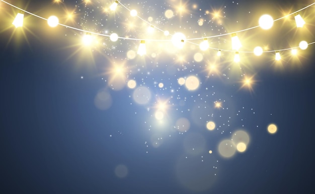 Navidad brillante, hermosas luces, elementos de diseño. Luces brillantes para el diseño del saludo de Navidad