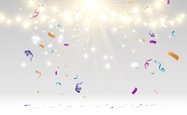 Navidad brillante, hermosas luces, elementos de diseño. Luces brillantes para el diseño del saludo de Navidad