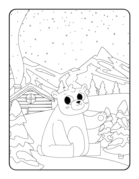 Navidad para colorear en invierno, Día de San Valentín para colorear para niños. Página para colorear de amor, libro para colorear