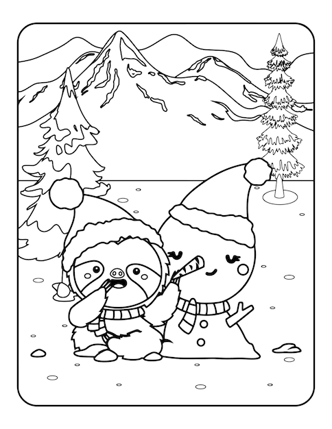 Navidad para colorear en invierno, Día de San Valentín para colorear para niños. Página para colorear de amor, libro para colorear