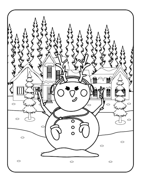 Navidad para colorear en invierno, Día de San Valentín para colorear para niños. Página para colorear de amor, libro para colorear