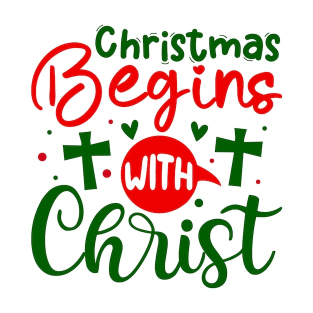 Navidad comienza con christ Lettering Premium Vector Design