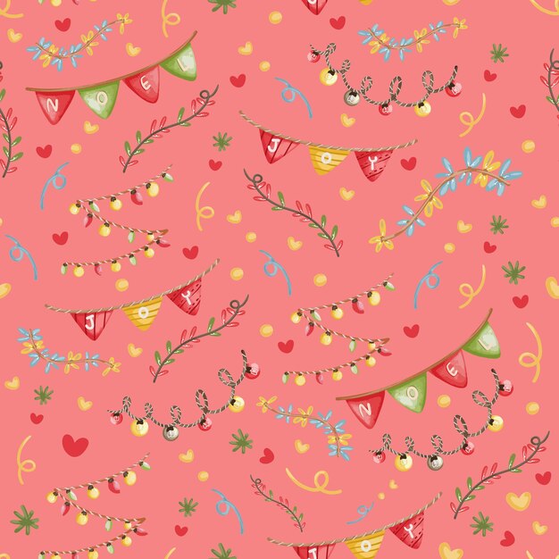 Navidad Decoración Patrones Sin Fisuras Acuarela Vector Ilustración Fondo