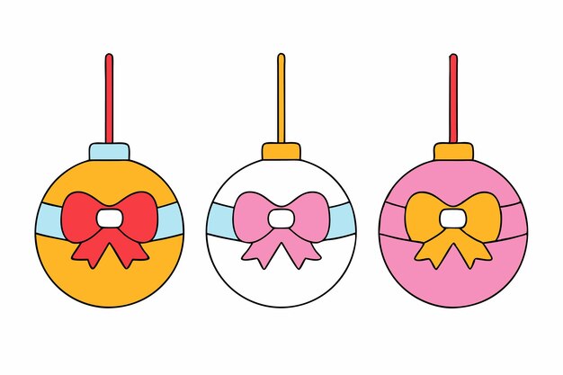 Navidad diferentes bolas con lazo
