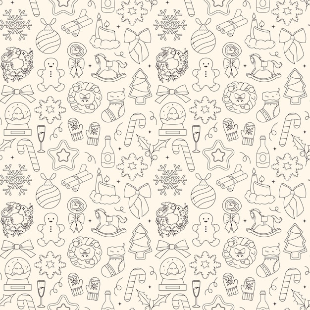 Navidad doodle de patrones sin fisuras