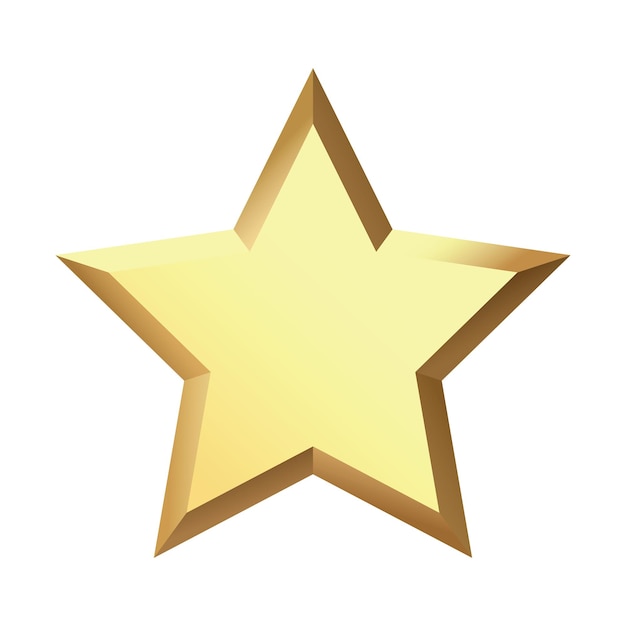 Navidad dorada 3d metal de estrella brillante brillante brillo de cinco ángulos forma de estrella aislada en blanco