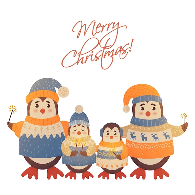 Navidad familia pingüinos feliz navidad