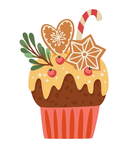 Navidad y feliz año nuevo dulce Ilustración aislada Diseño vectorial