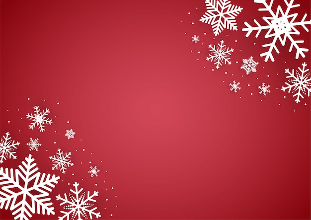 Navidad y feliz año nuevo fondo rojo con copo de nieve