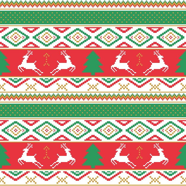 Navidad y feliz año nuevo patrón. Patrones de punto ornamentales tradicionales sin fisuras.