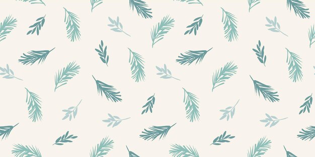 Navidad y feliz año nuevo de patrones sin fisuras ramas de abeto copos de nieve nieve moda estilo retro plantilla de diseño vectorial