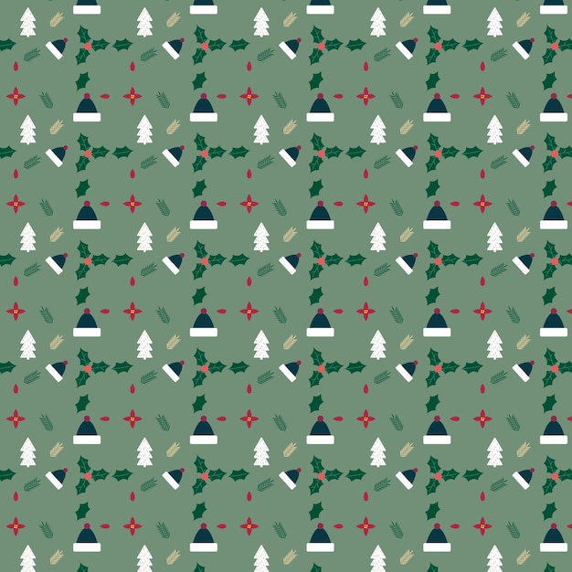 Navidad sin fin patrón sin costura ilustración vectorial fondo verde