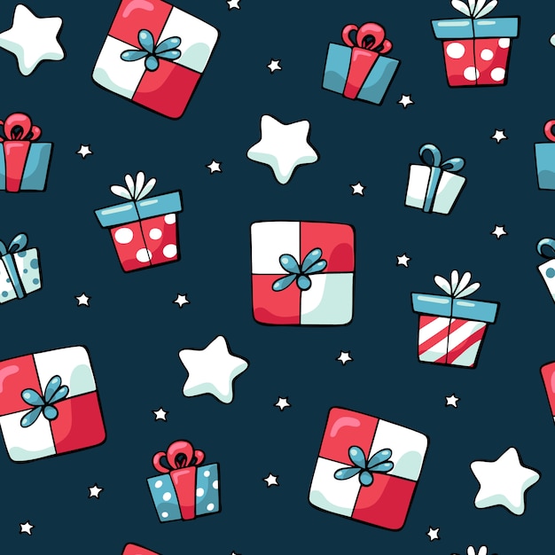 Navidad garabatos lindos regalos de colores de patrones sin fisuras
