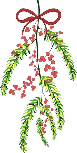 Navidad garland holly berries y año nuevo ilustración elemento gráfico arte