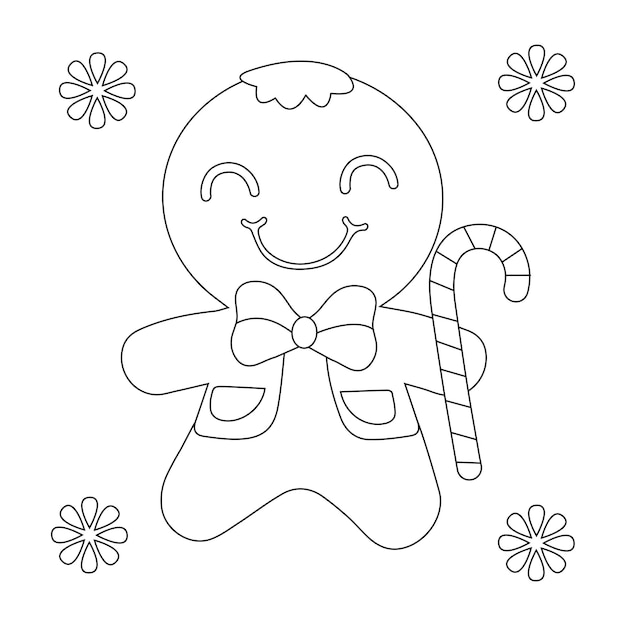 Navidad gingerbreadman para colorear página ilustración