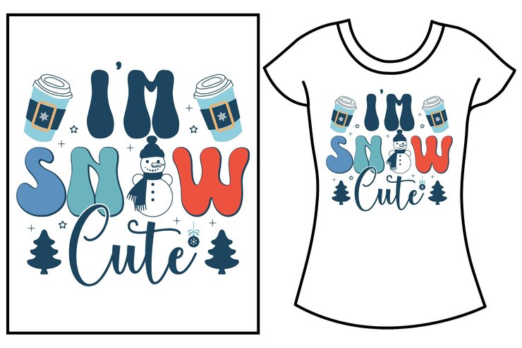 Vector navidad invierno tipografía de nieve gráficos vectoriales diseño de camisetas
