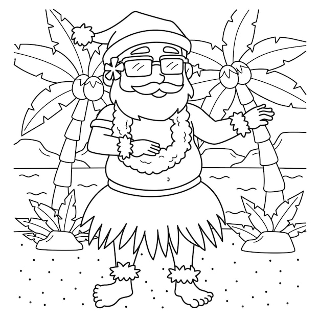 Navidad en julio Santa danza hawaiana colorear