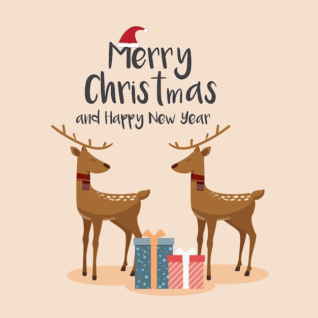 Navidad lindo ciervo. Feliz navidad y próspero año nuevo.