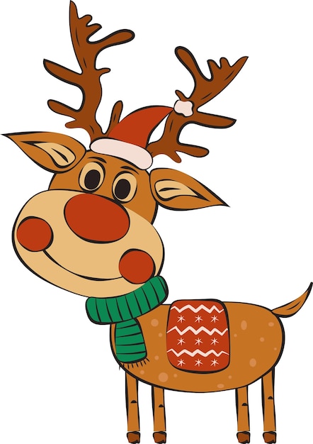 Navidad Lindo Rudolph Reno Vacaciones Decorativo Ilustración Elemento gráfico Arte
