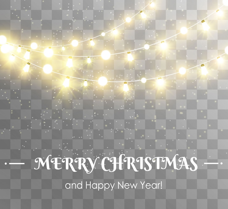 Vector navidad luces brillantes, hermosas, elementos. luces brillantes para el diseño de tarjetas de felicitación de navidad. guirnaldas, adornos navideños ligeros.