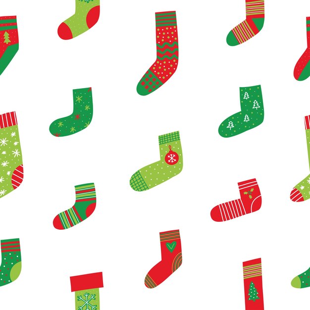 Navidad, Navidad y año nuevo calcetines y medias imágenes prediseñadas sin fisuras de fondo