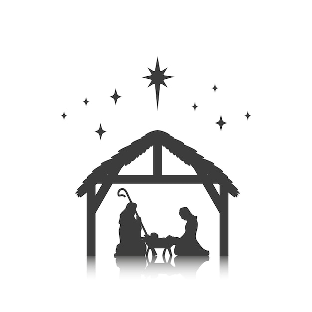 Navidad niño Jesús en el pesebre con María y José vector
