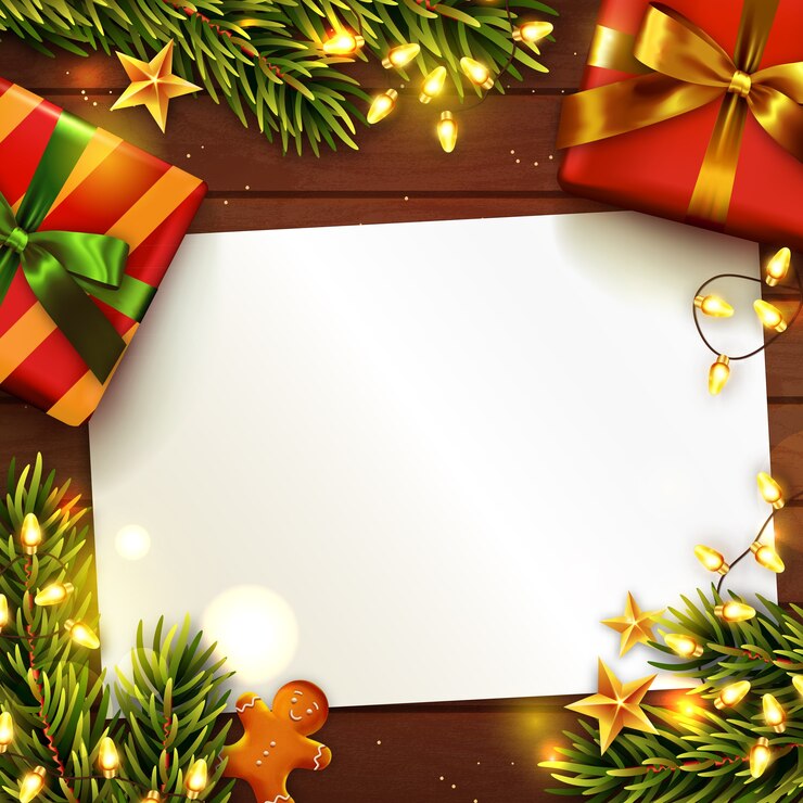 Vector navidad o año nuevo con papel en blanco.