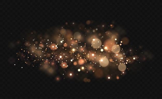 Vector navidad oro bokeh oro brillo luz estrella polvo chispas amarillo brillo luces desenfoque vector efecto