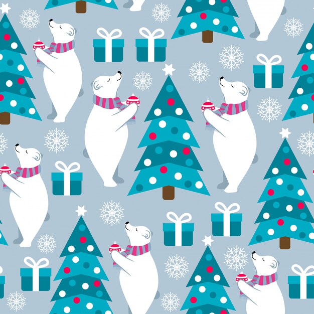 Navidad sin patrón con osos polares