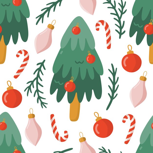 Navidad de patrones sin fisuras con el árbol.